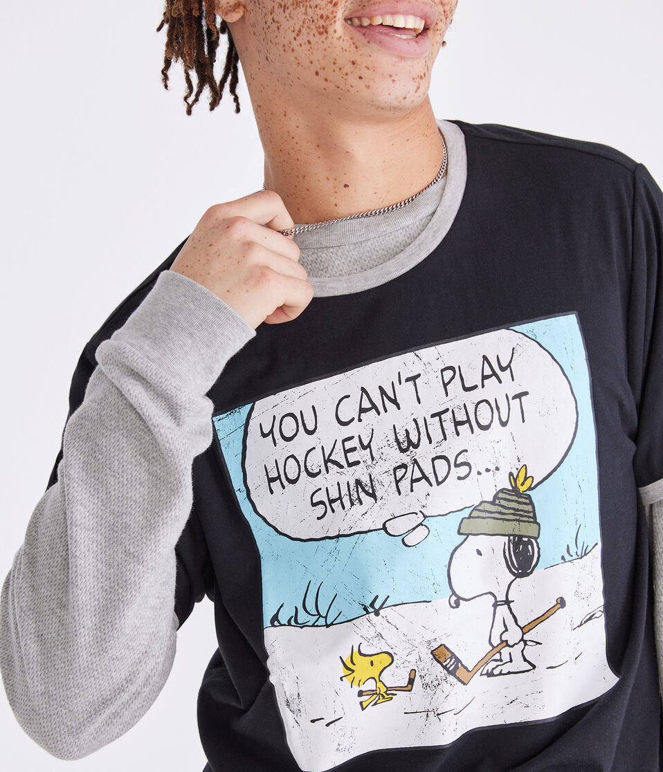 Peanuts® | Aéropostale Snoopy Hockey Comic Relaxed Ringer Graphic Tee