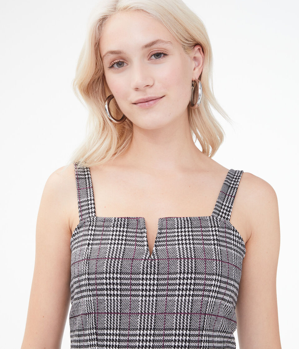 Houndstooth V-Wire Fit & Flare Dress