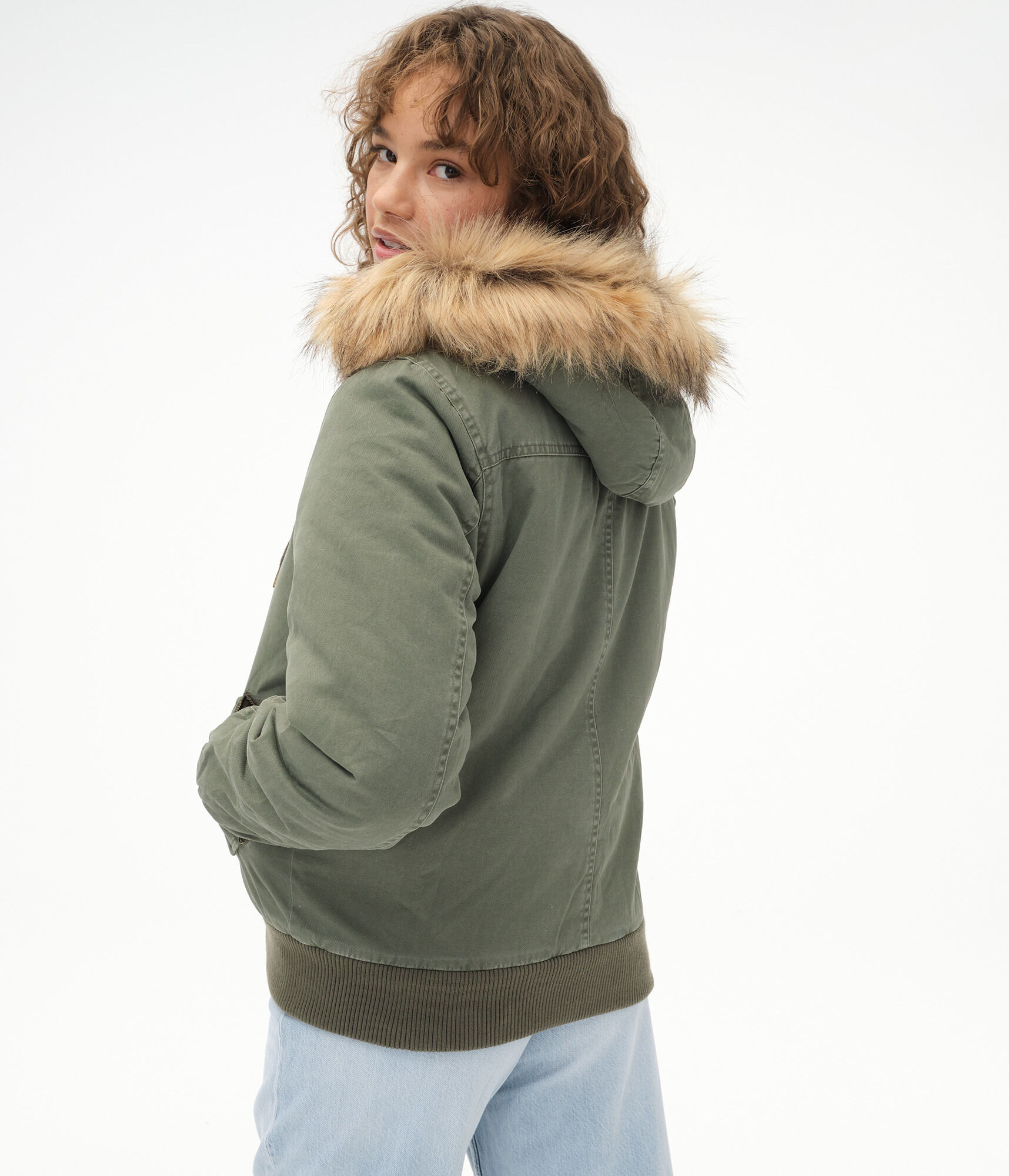 Twill Hooded Bomber Jacket