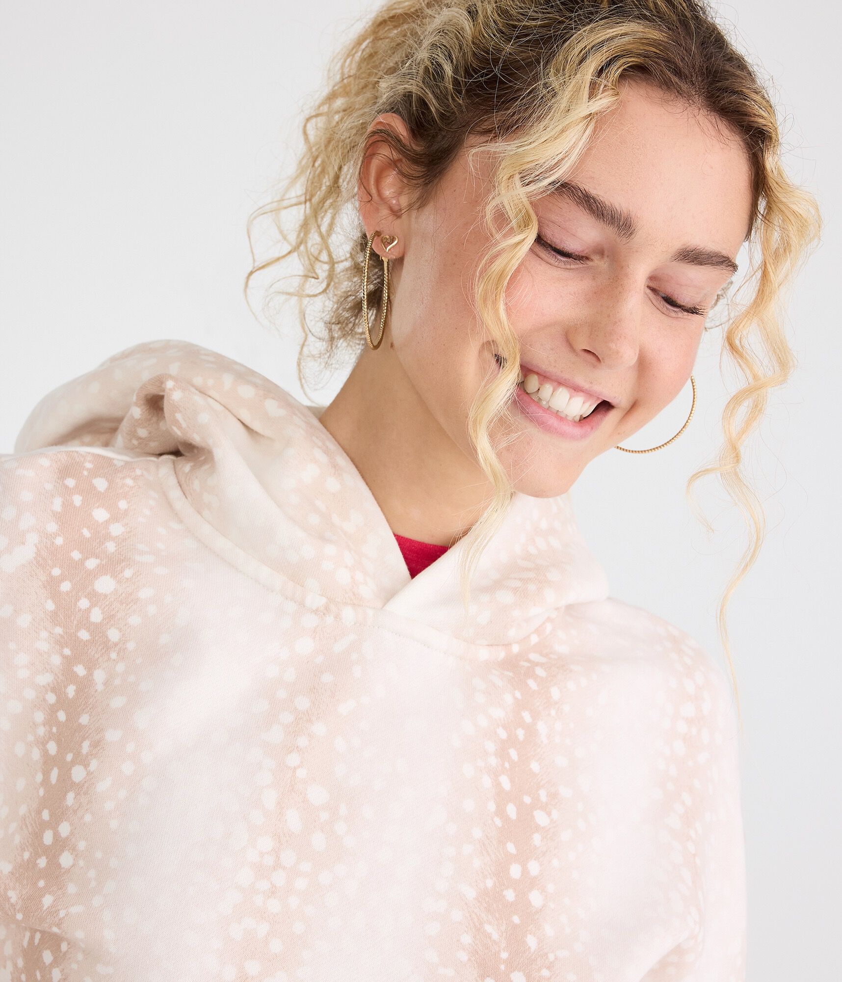 Cloud Soft Deer Print Oversized Pullover Hoodie