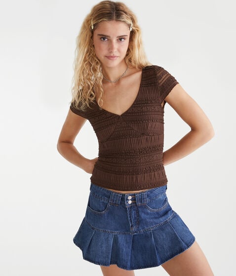 Textured Lace V-Neck Top Textured Lace V-Neck Top
