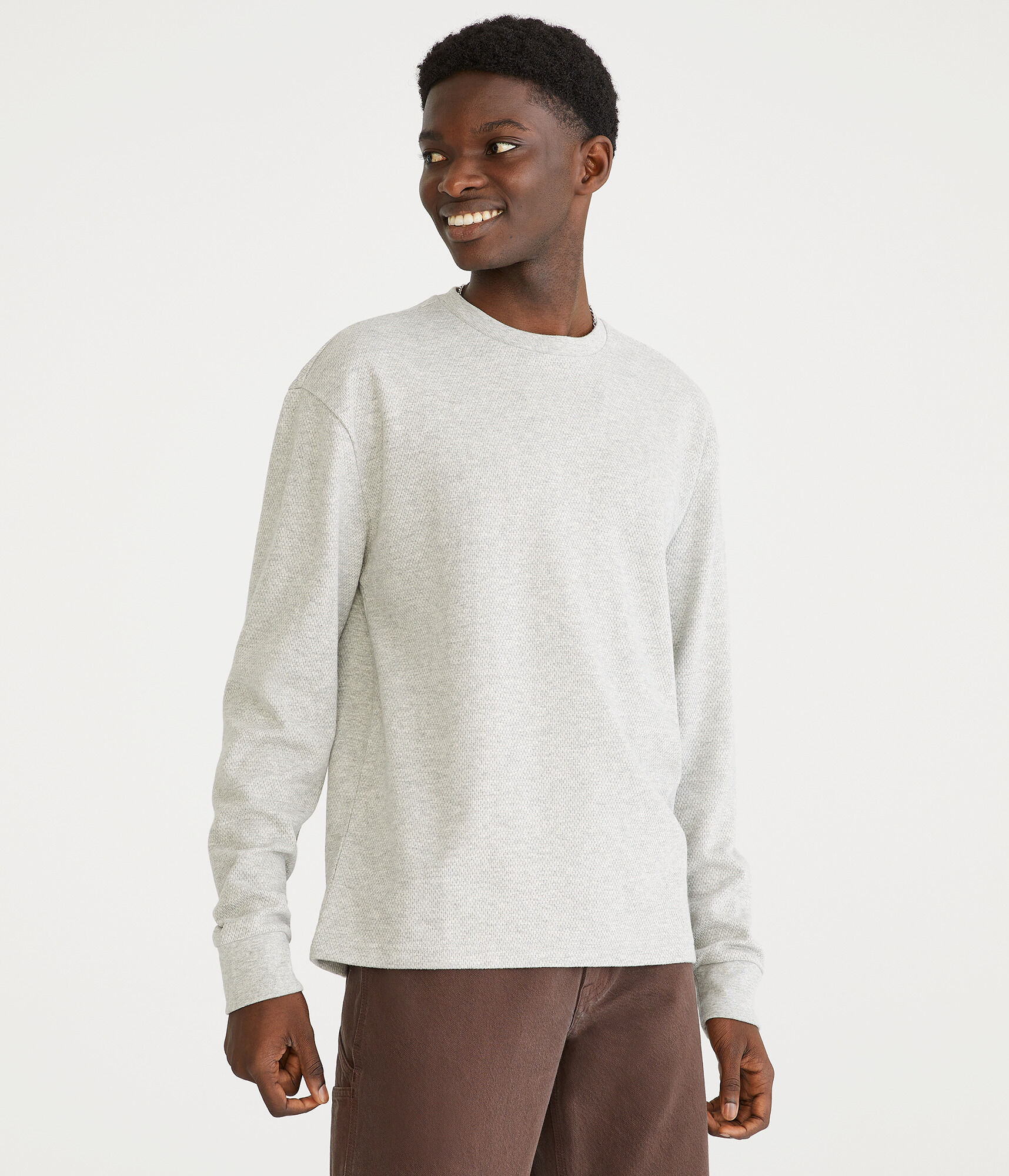 Long Sleeve Tonal Logo Thermal Crew Tee