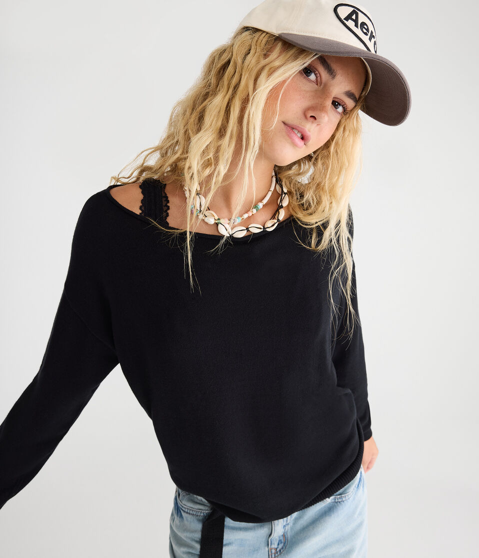 Slouchy Off-The-Shoulder Sweater - Main Image