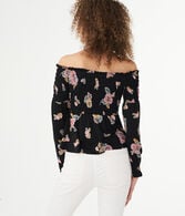 Long Sleeve Floral Smocked Off-The-Shoulder Top