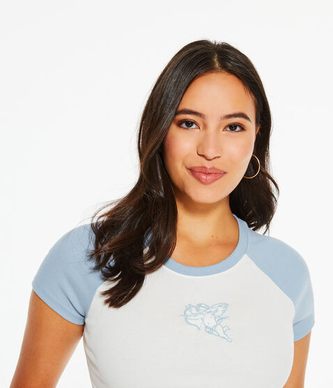 Seriously Soft Angel Cropped Raglan Baby Tee