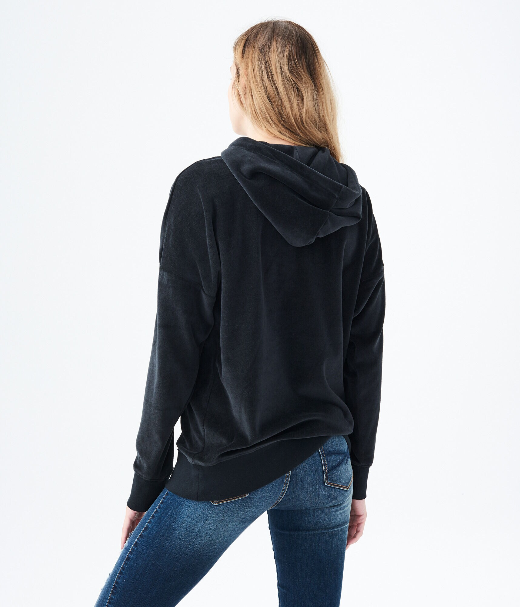 Oversized Velour Pullover Hoodie