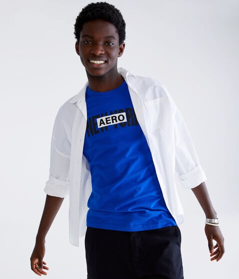 Aero New York Box Logo Appliqué Graphic Tee Aero New York Box Logo Appliqué Graphic Tee