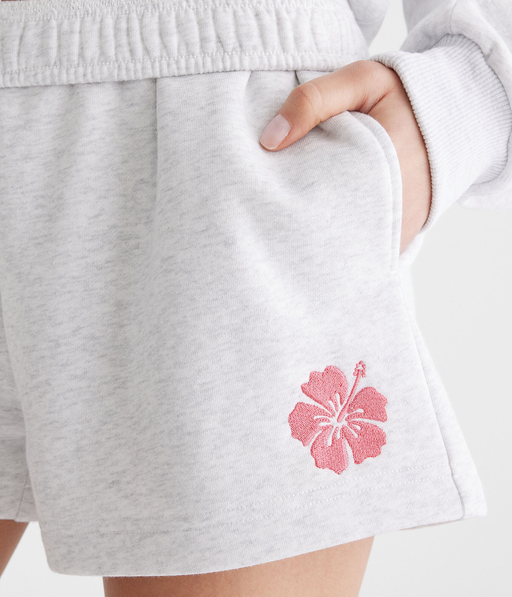 Hibiscus Flower High-Rise Fleece Shorts