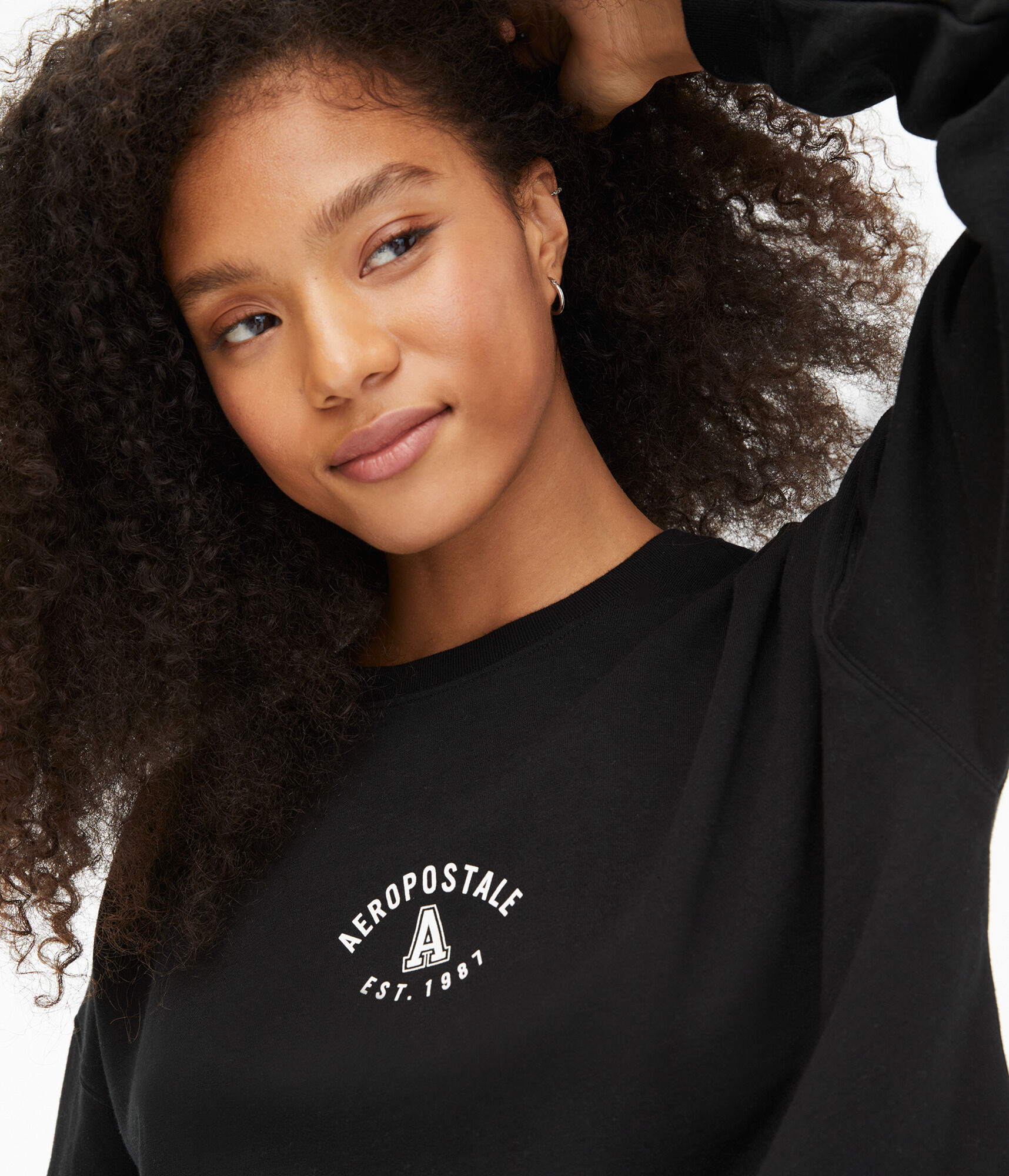 Aeropostale Logo Cropped Crew Sweatshirt