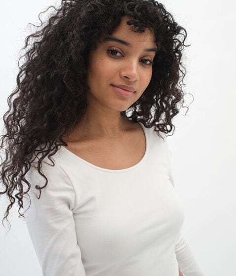 Long Sleeve Lace-Up Back Bodycon Crop Top