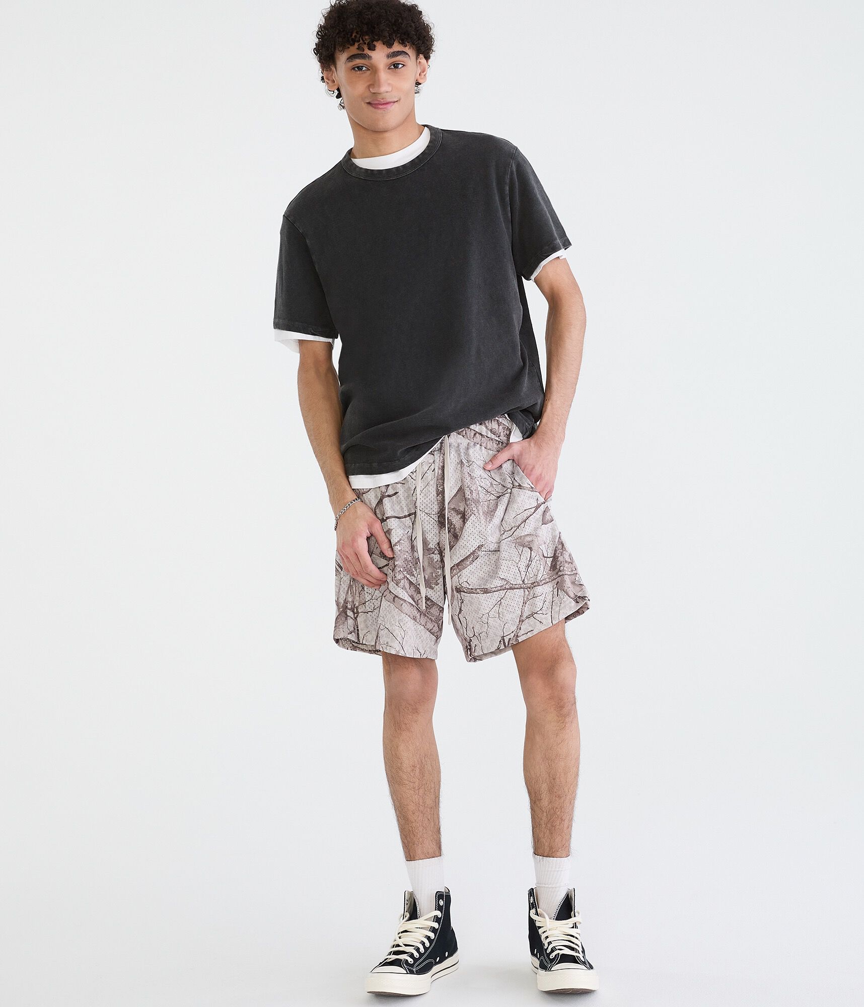 Forest Camo Leopard Print Mesh Shorts