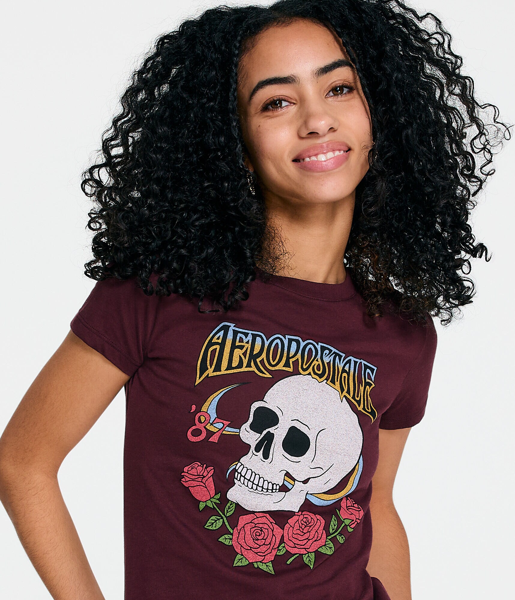 Aeropostale Skull &amp; Roses Graphic Tee