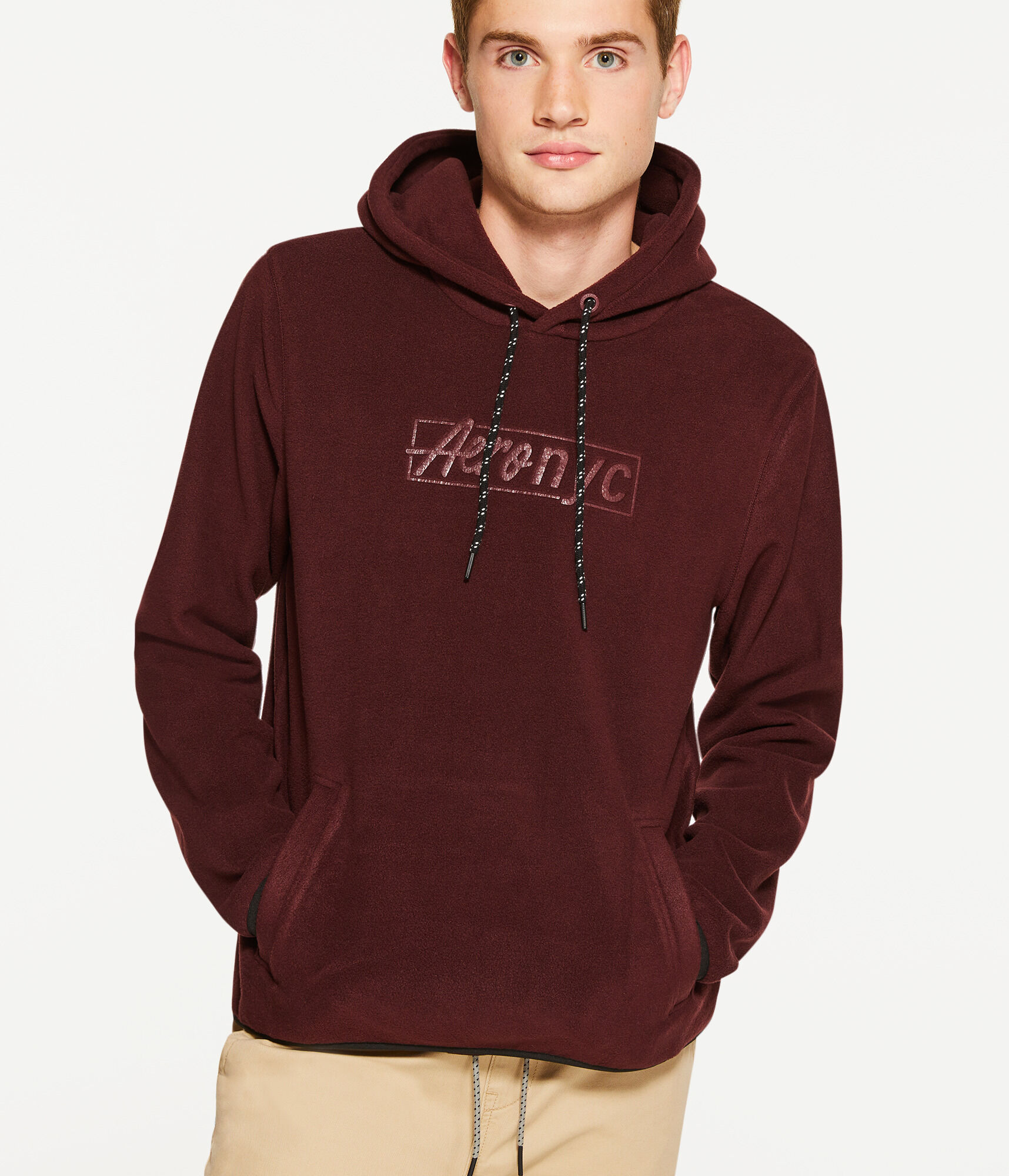 Aero NYC Box Logo Polyfleece Pullover Hoodie