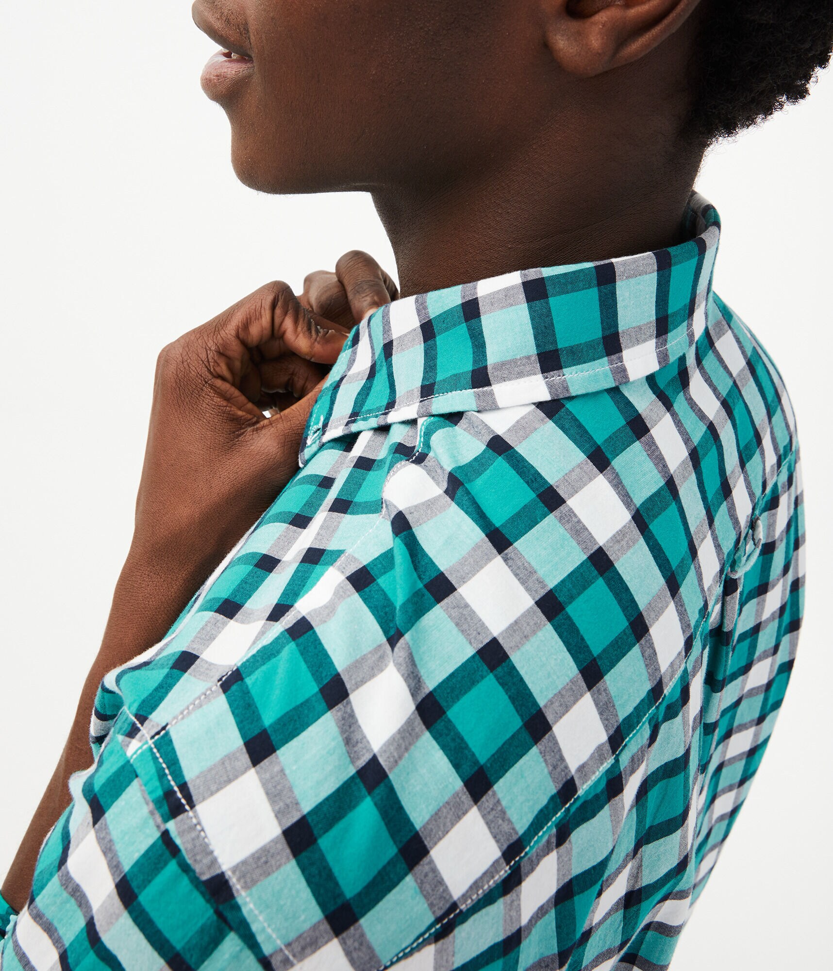 Long Sleeve Plaid Button-Down Shirt