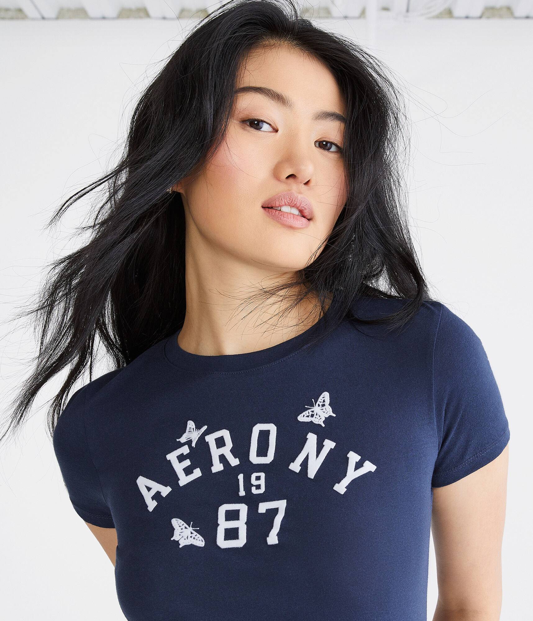 Aero NY Butterfly Flocked Graphic Tee
