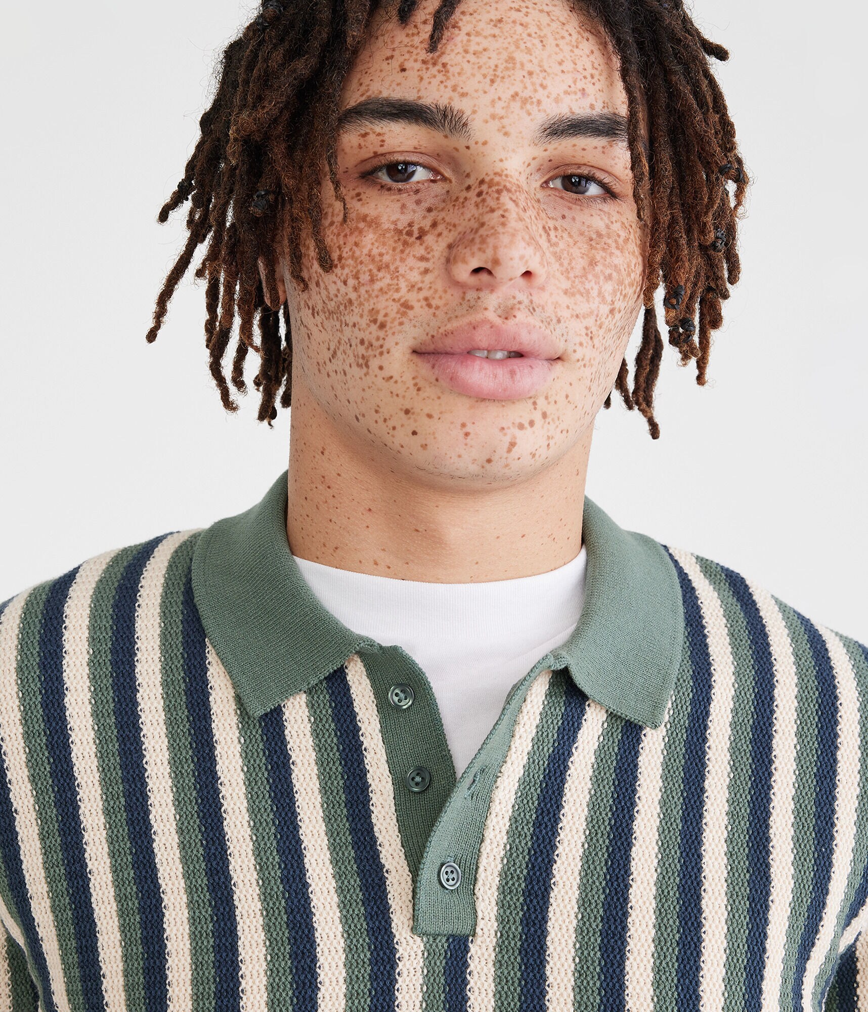 Vertical Stripe Sweater Polo