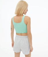 Acid Wash Seamless Cropped Scoop-Neck Tank