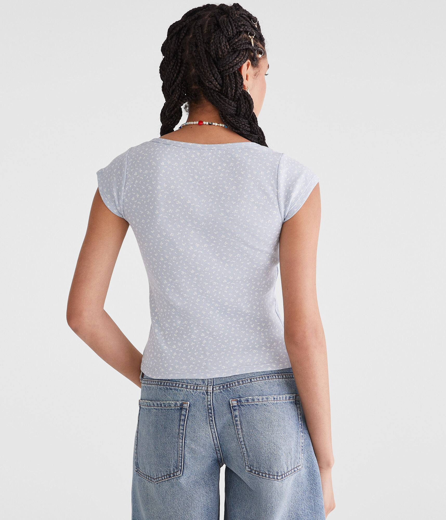 Seriously Soft Floral Scoop-Neck Buttoned Tee
