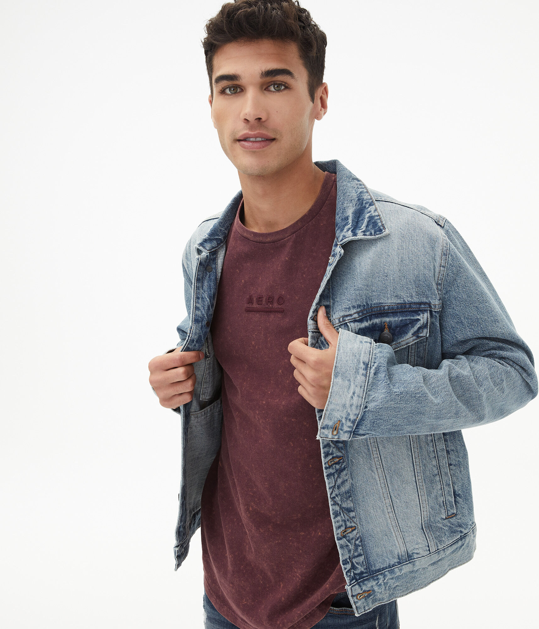 Tonal Logo Marble Wash Curved Hem Graphic Tee