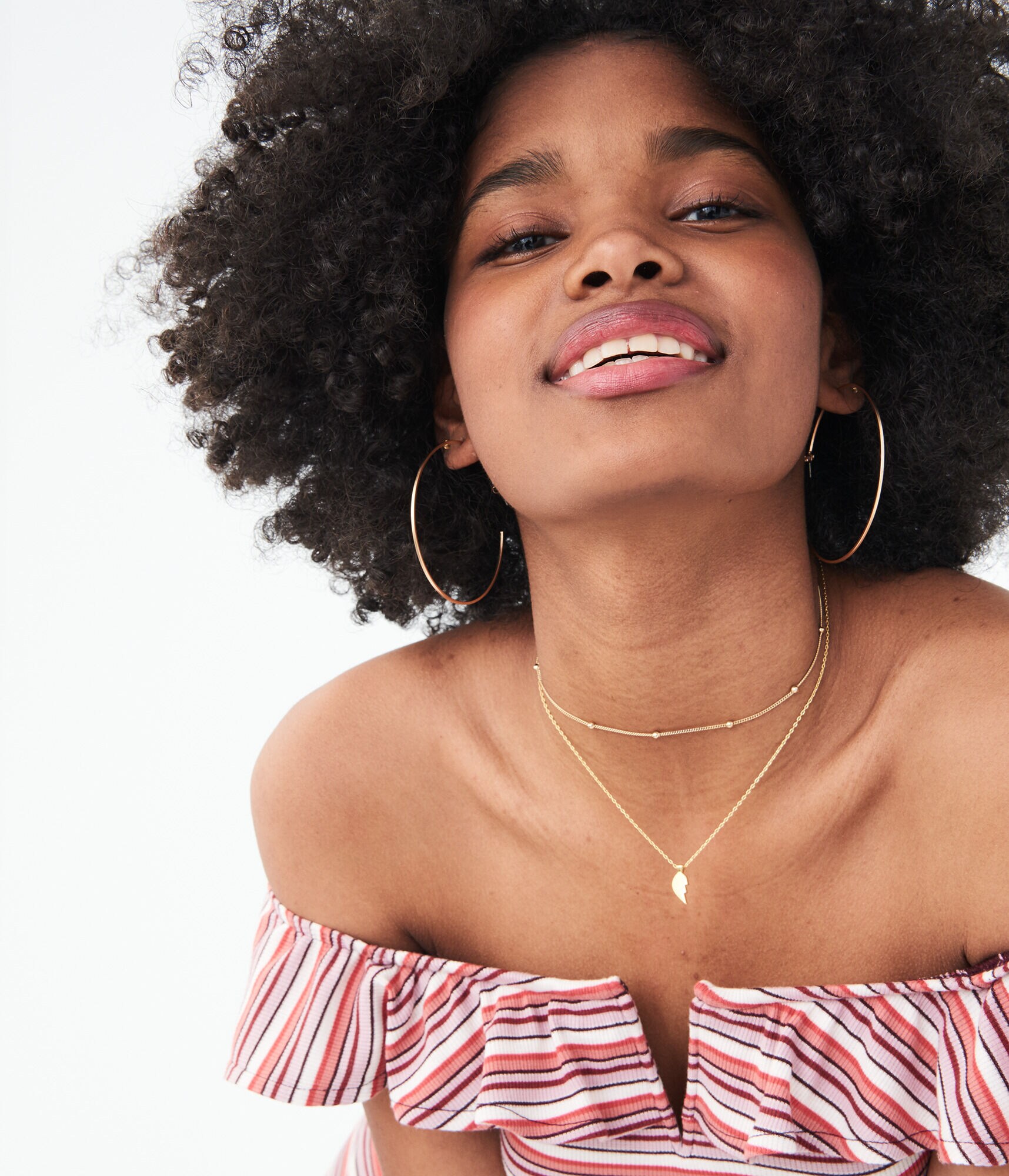 Striped V-Wire Off-The-Shoulder Fit &amp; Flare Dress