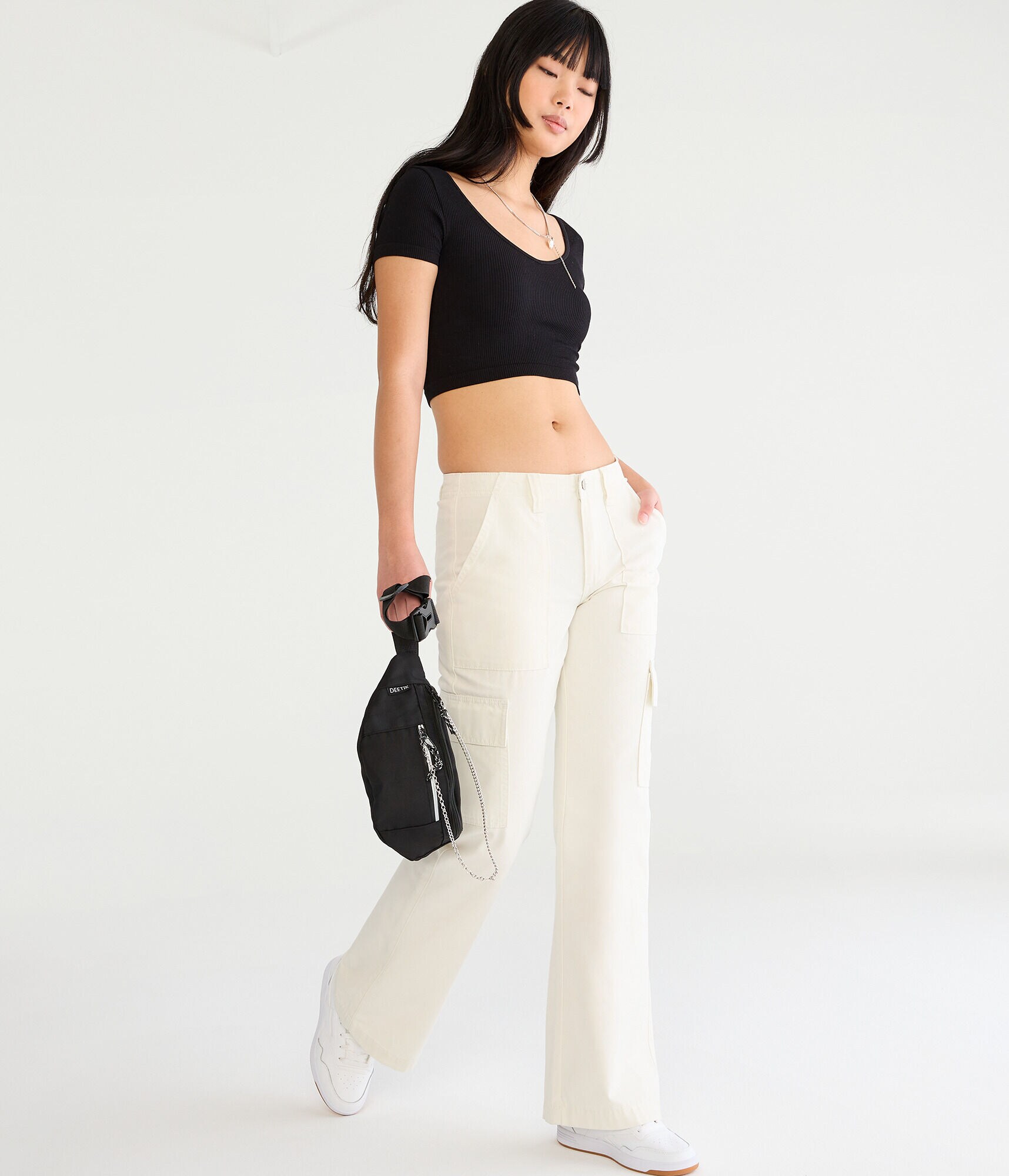 Low-Rise Flare Cargo Pants