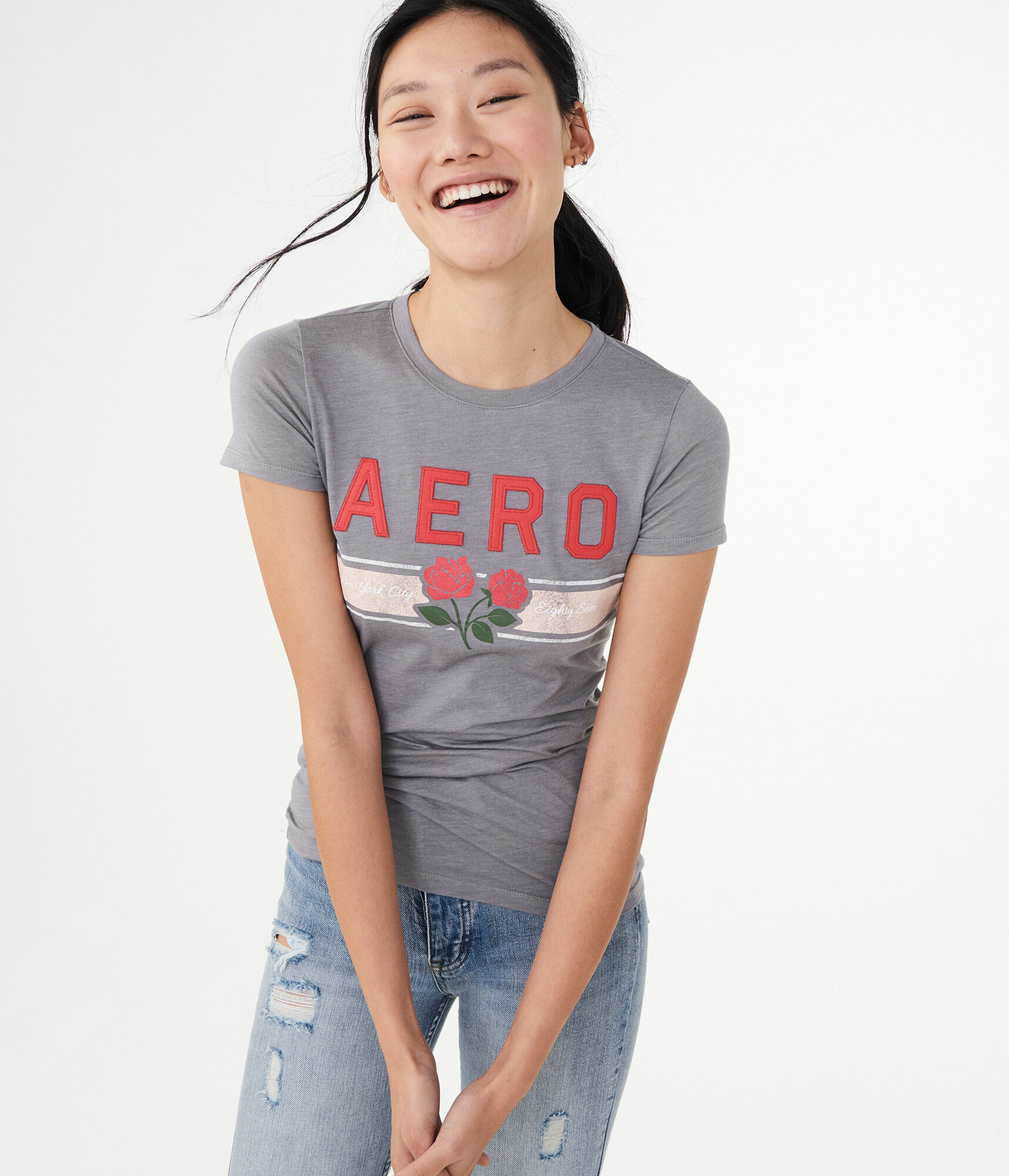 Aero Rose Stripe Graphic Tee