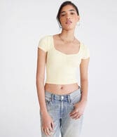 Buttery Soft Cropped Cinch-Front Tee