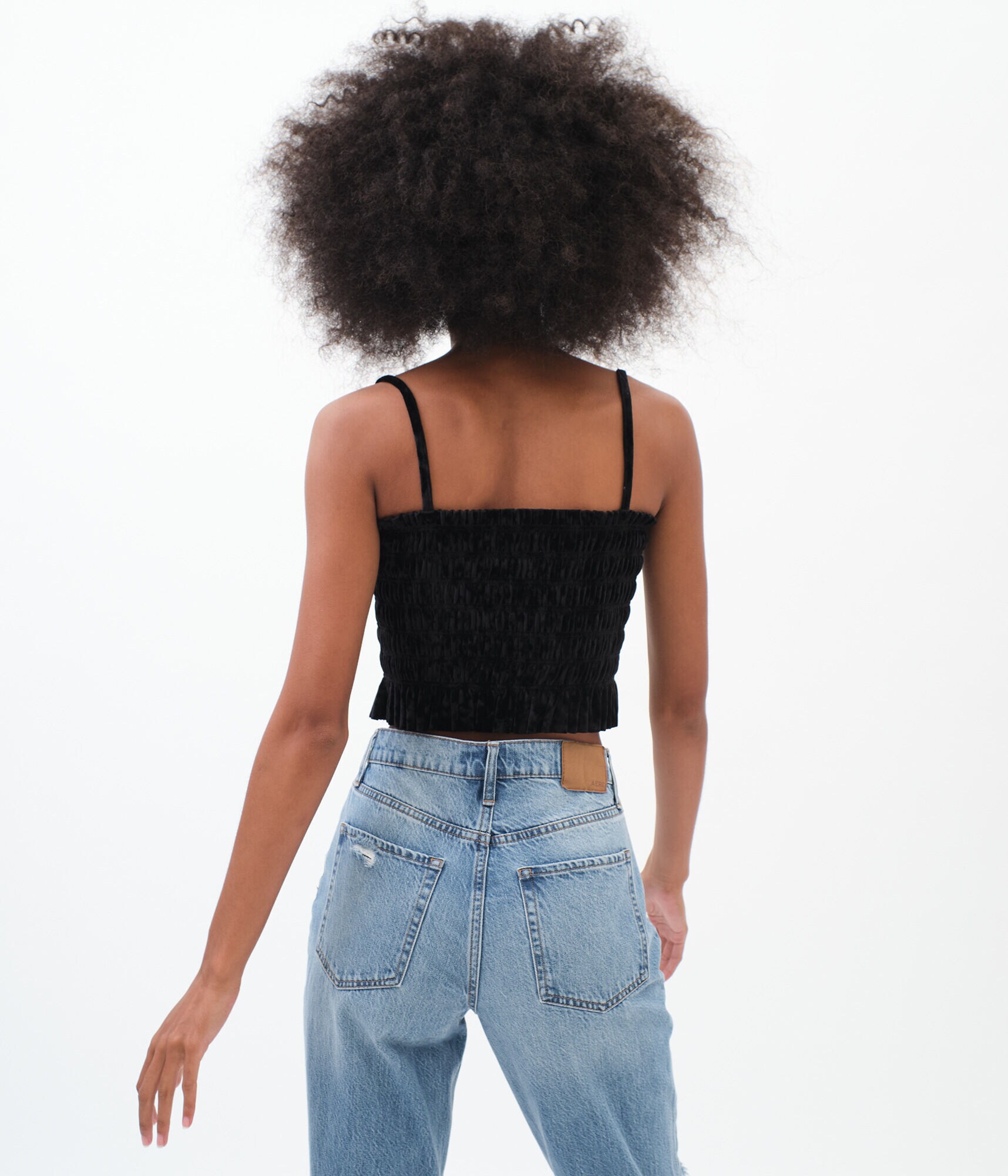 Smocked Velvet Cropped Cami***