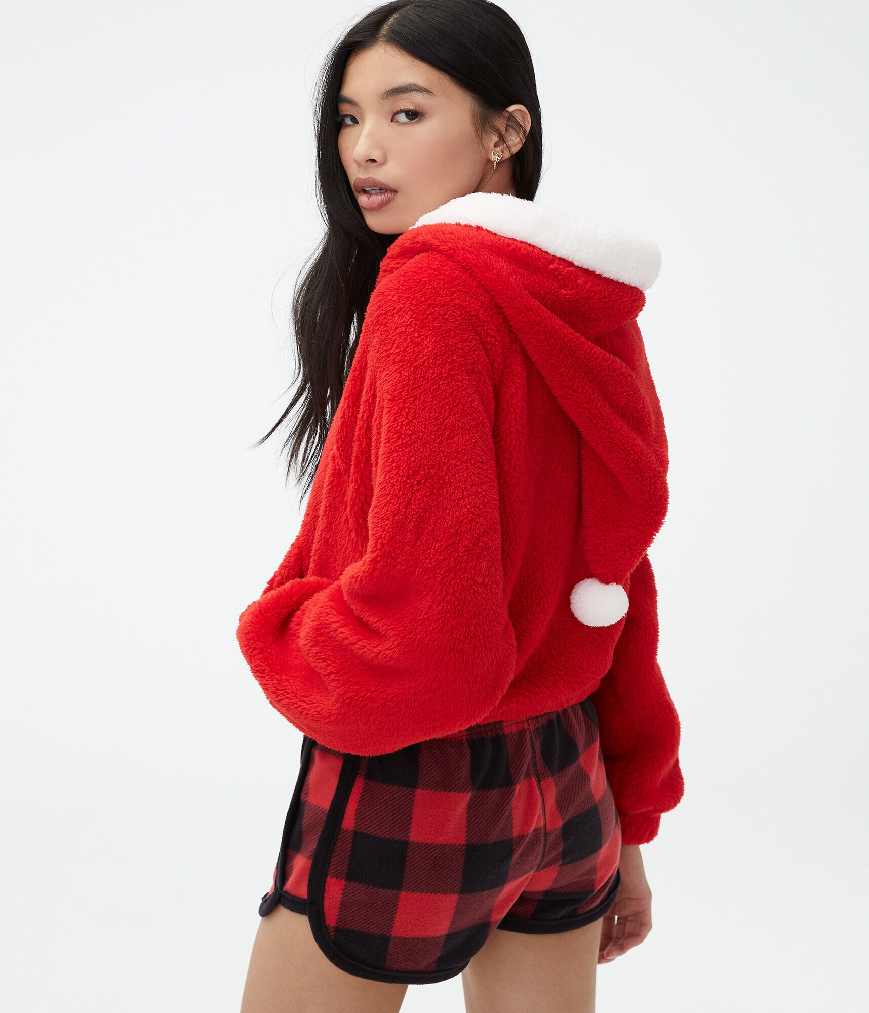 Santa Sherpa Fleece Pullover Hoodie