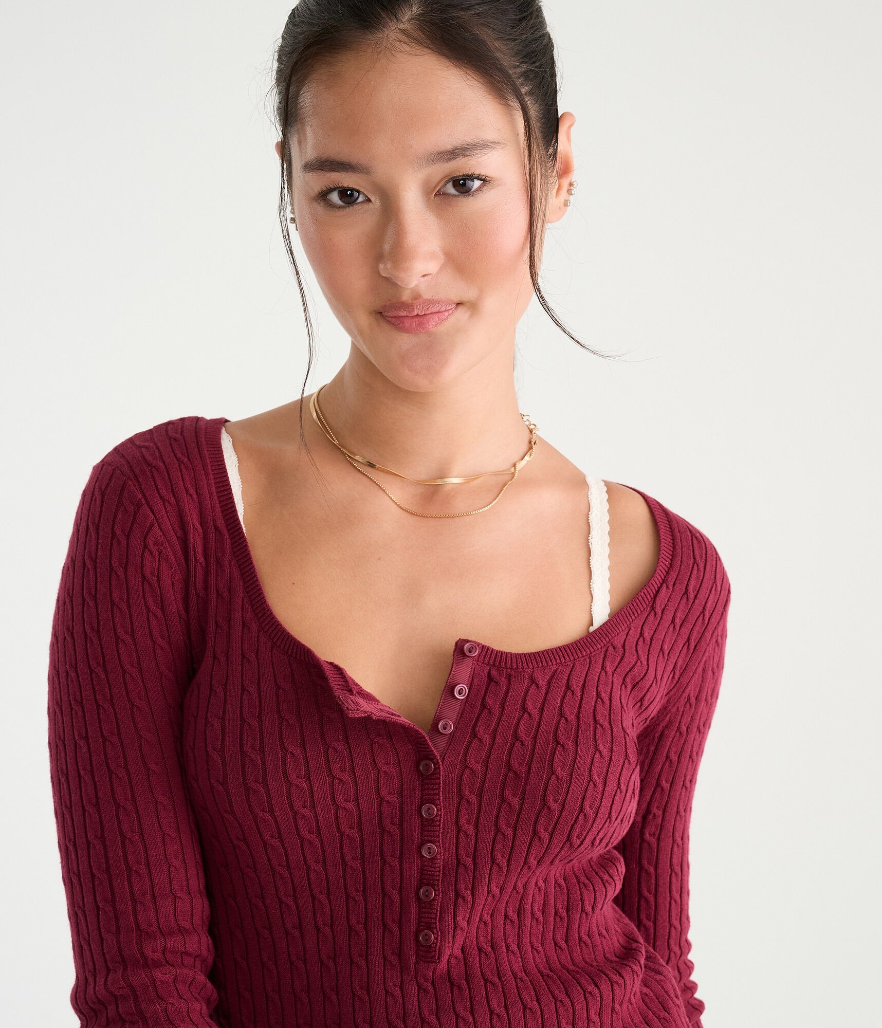 D&eacute;j&agrave; For Aero Long Sleeve Cable Henley