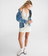 Printed V-Neck Halter Mini Dress