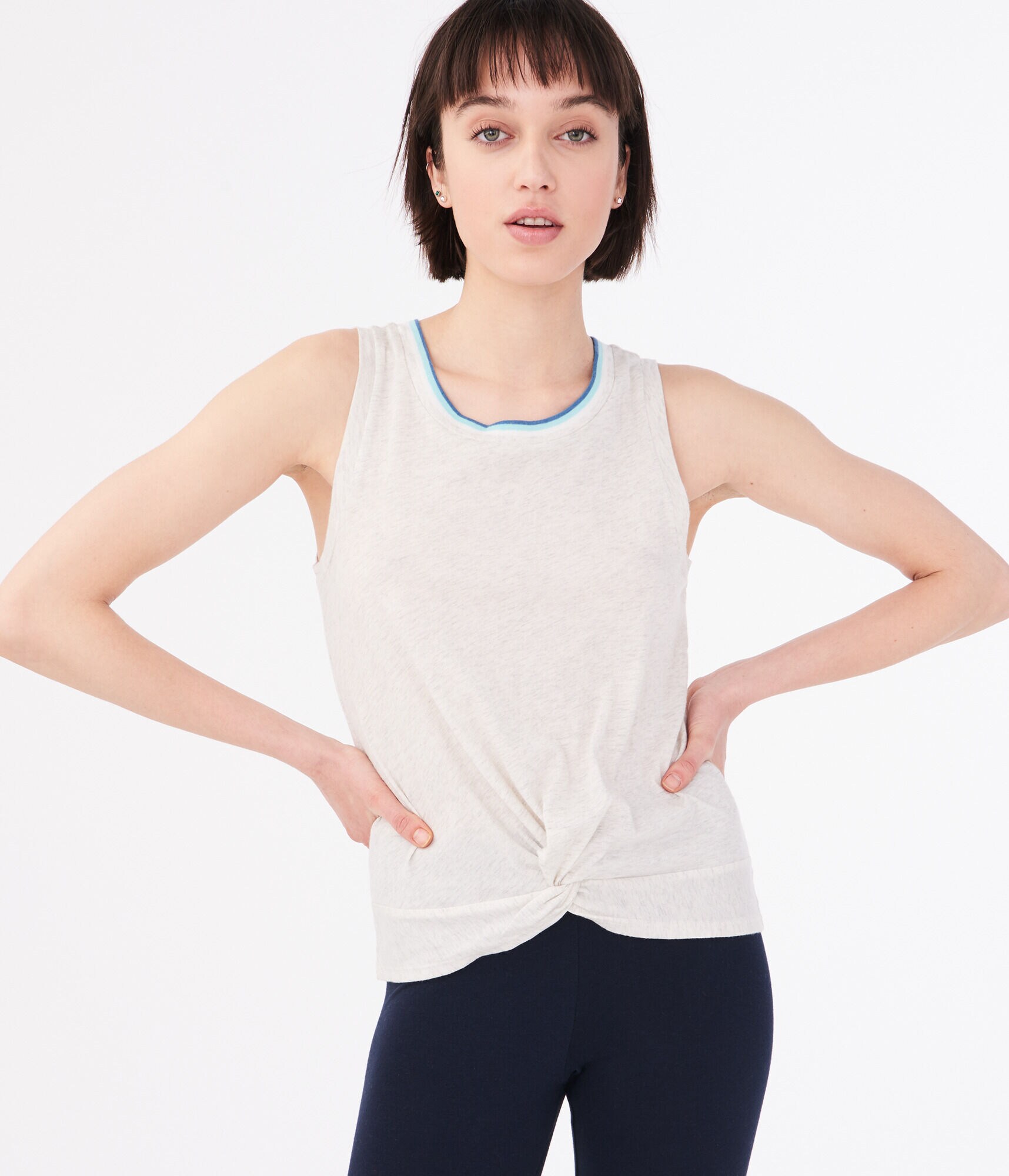 Color Stripe Knot-Front Tank