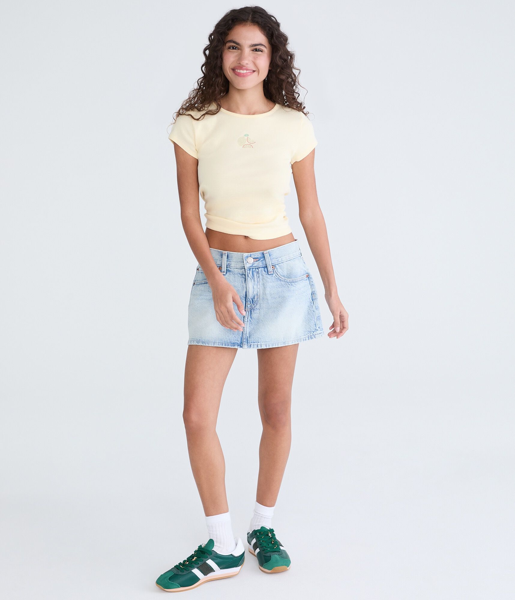 Beach Day Low-Rise Denim Mini Skort