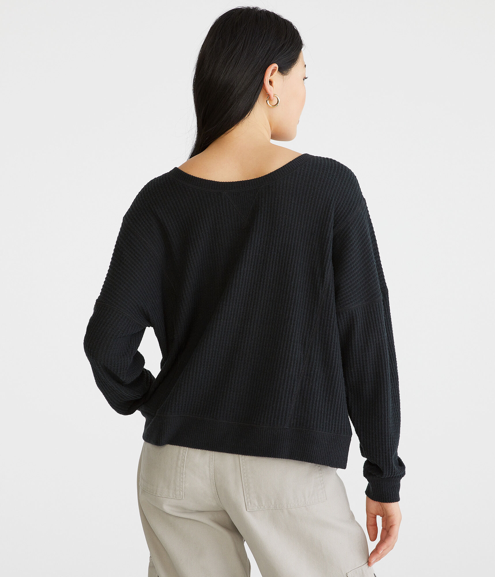 Long Sleeve Wear 2 Ways Cozy Waffle Tee