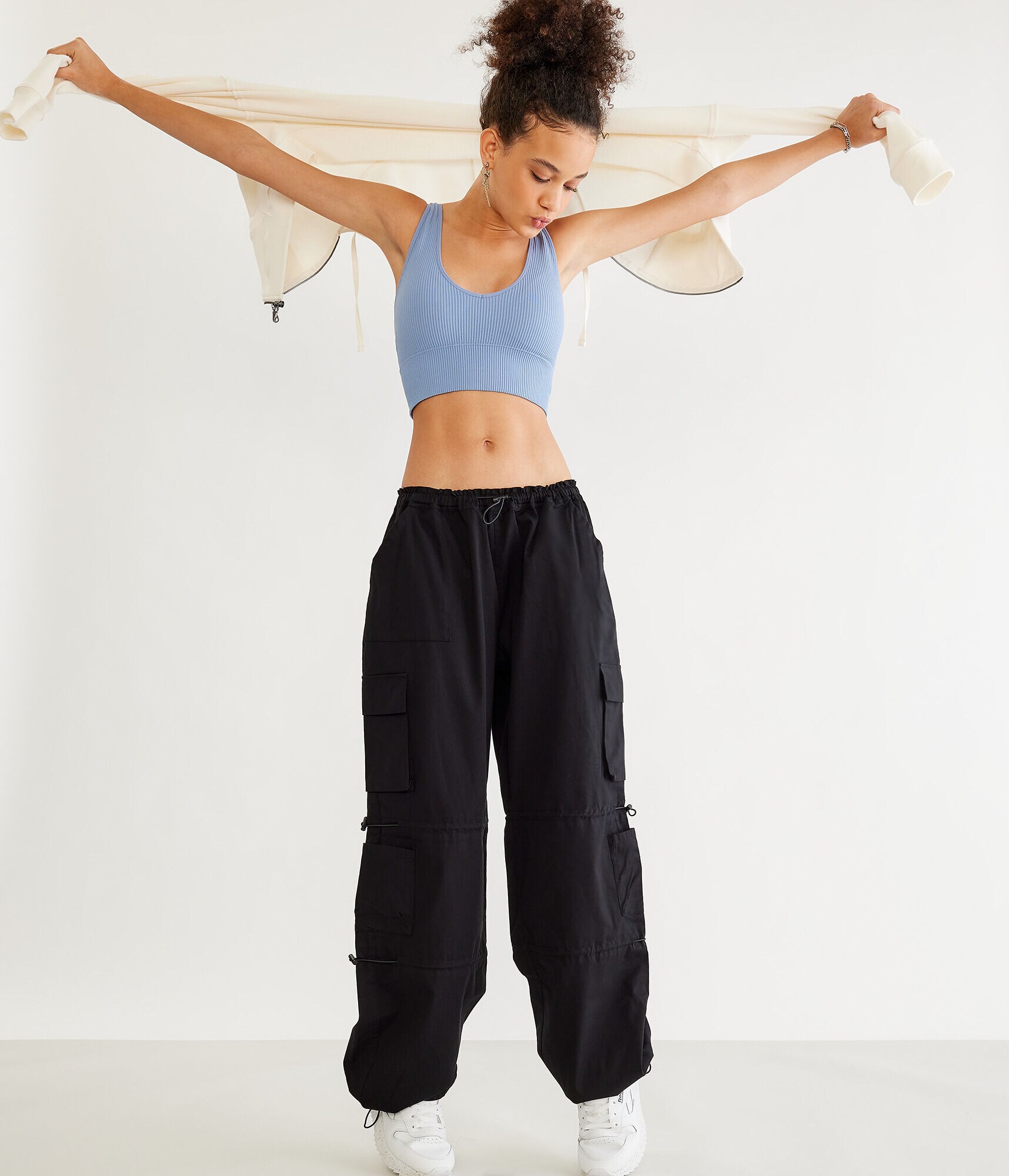 Low-Rise Parachute Baggy Cargo Joggers