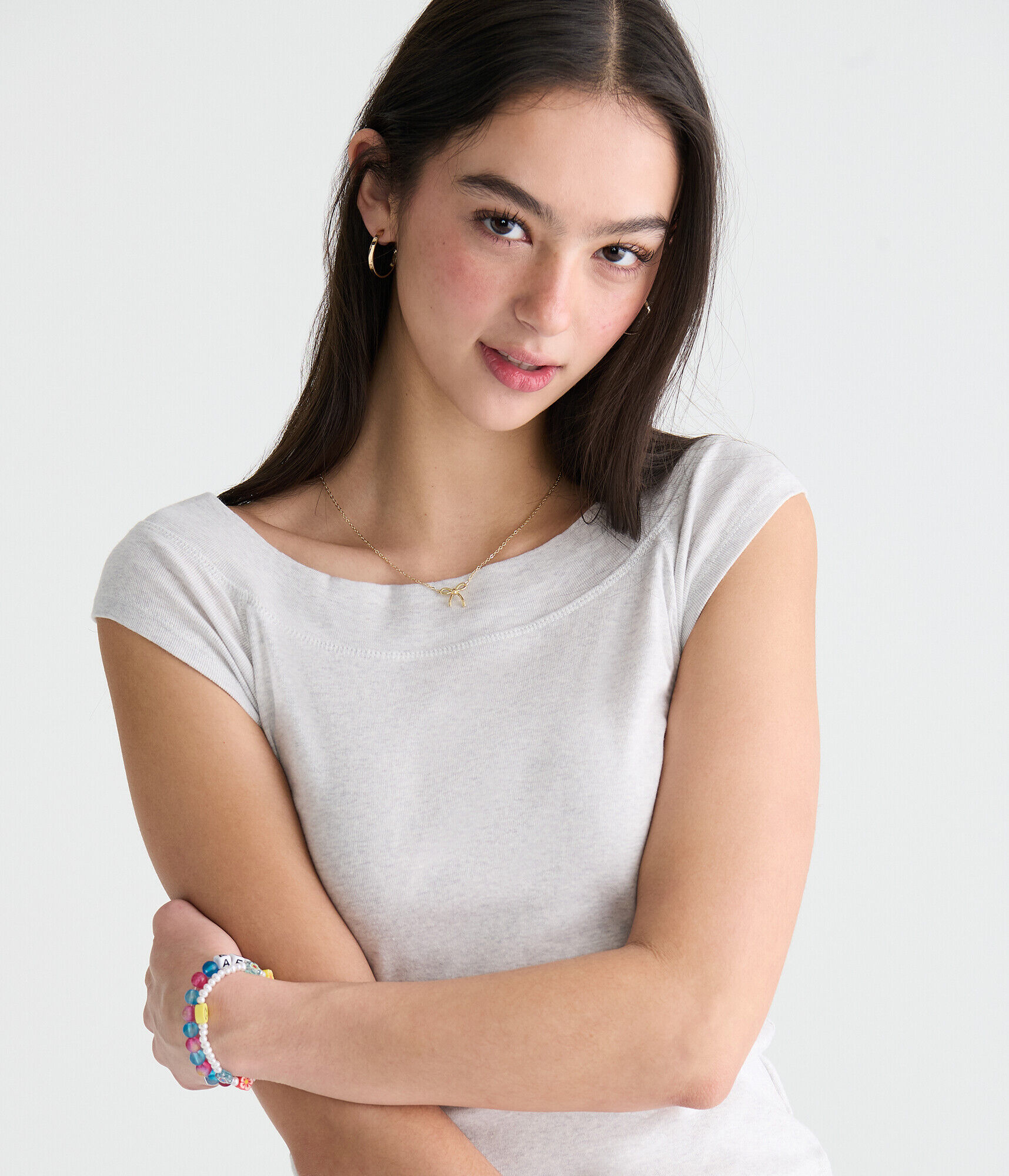 Solid Wide-Neck Raglan Tee