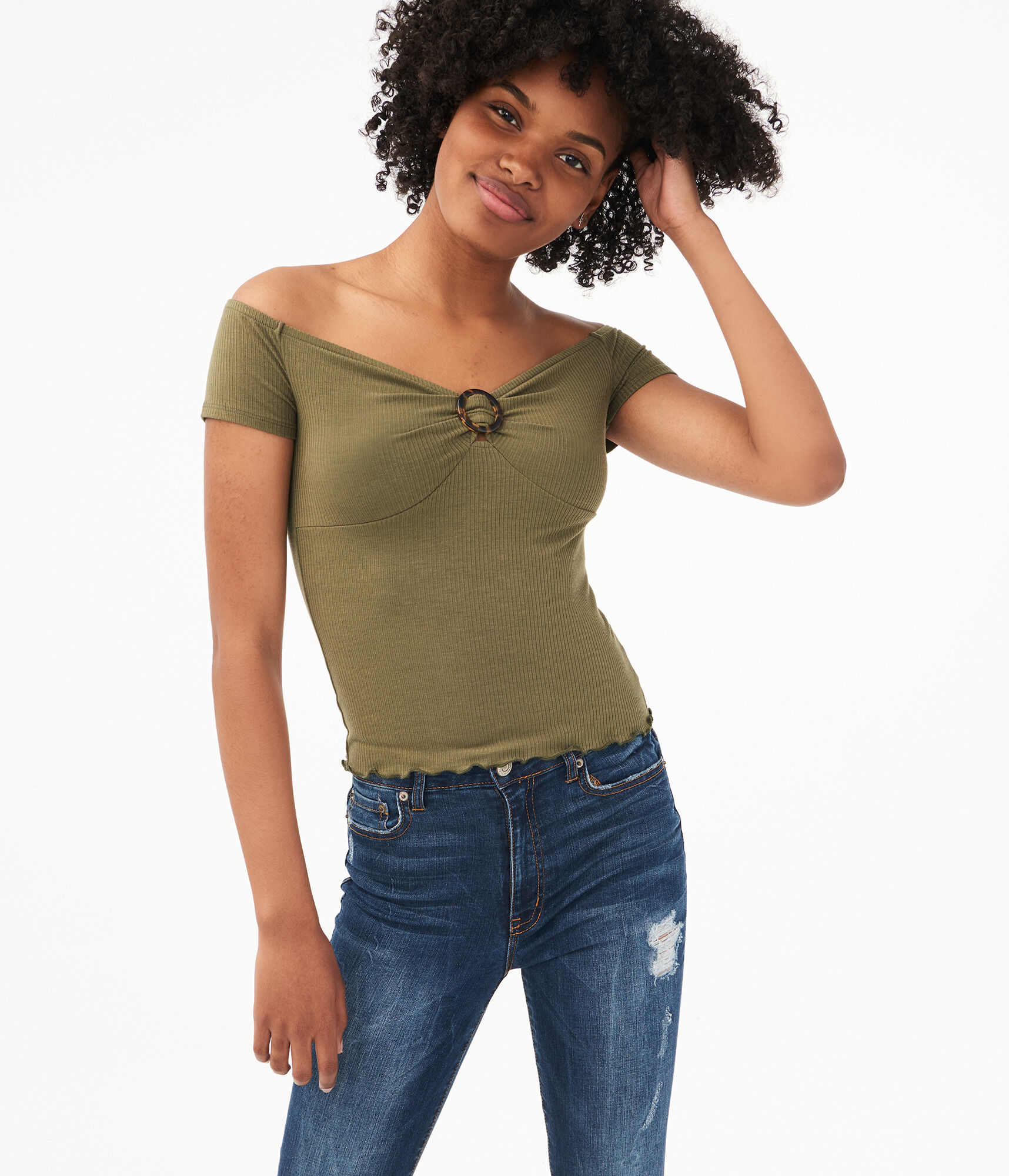 O-Ring Off-The-Shoulder Bodycon Top