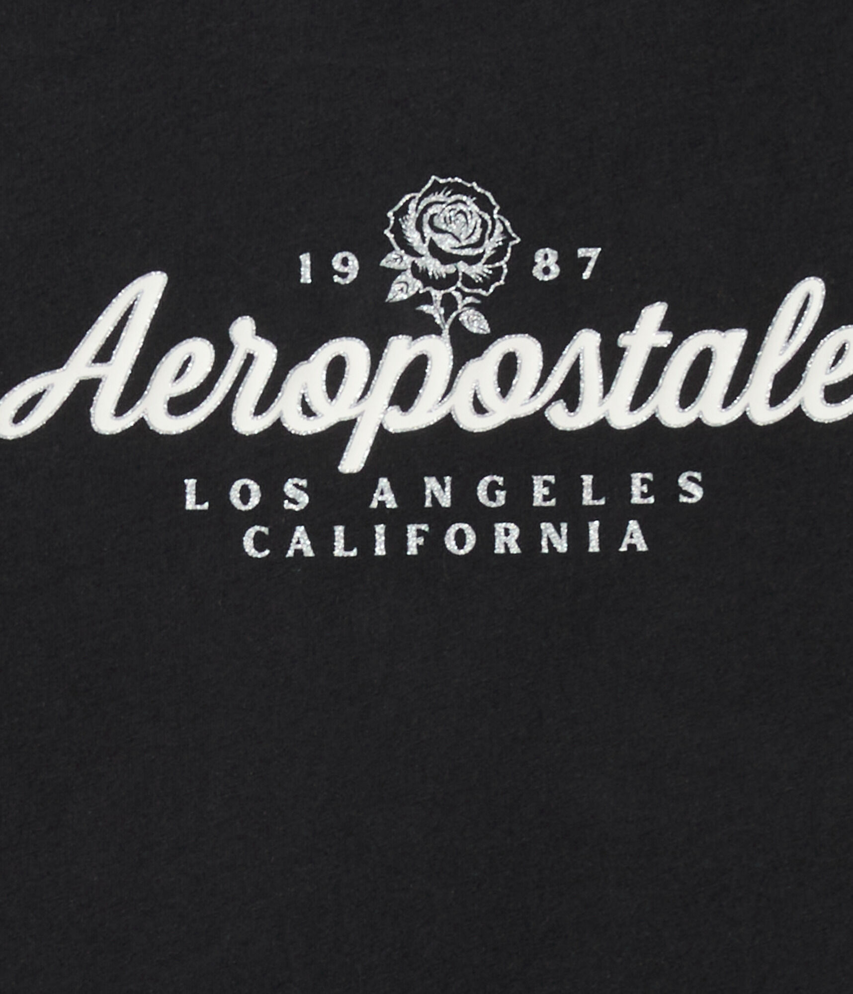 Aeropostale Script Rose Glitter Graphic Tee