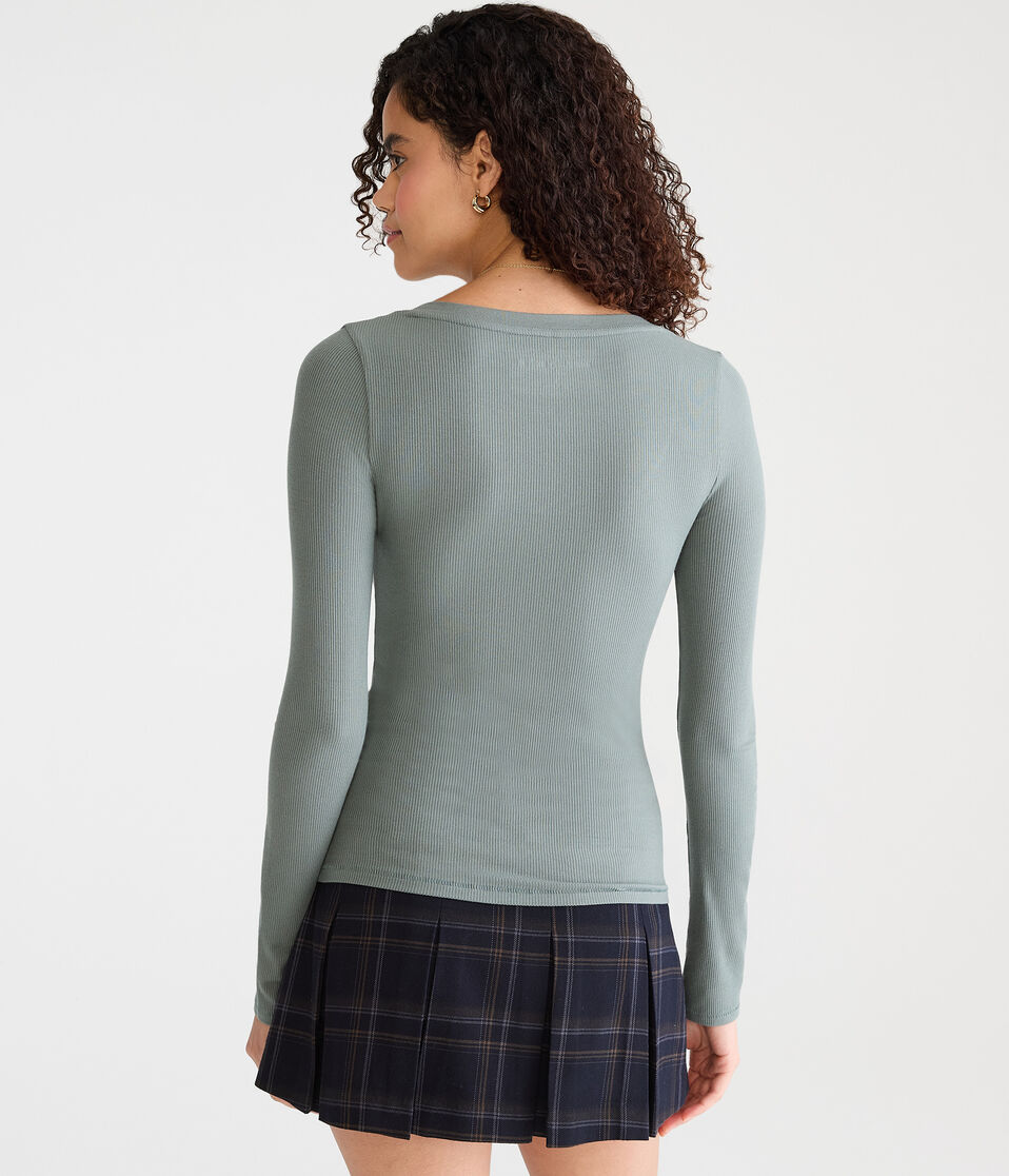 Long Sleeve Seriously Soft Ribbed V-Neck Baby Tee