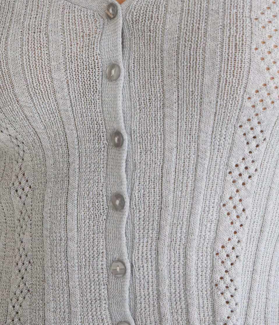 Long Sleeve Textured Cropped Cardigan