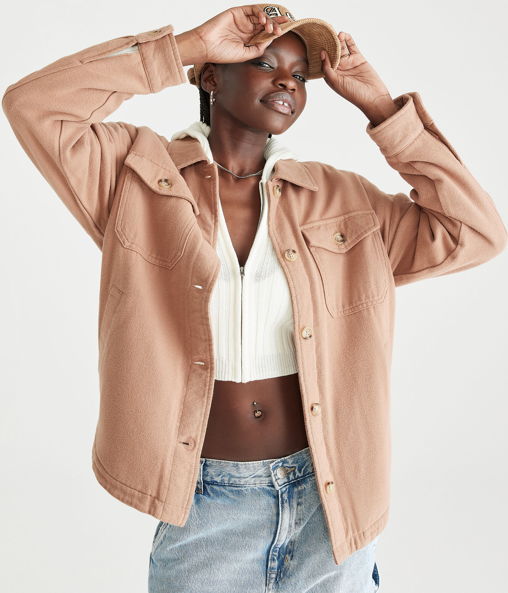 Flannel Sherpa-Lined Shacket