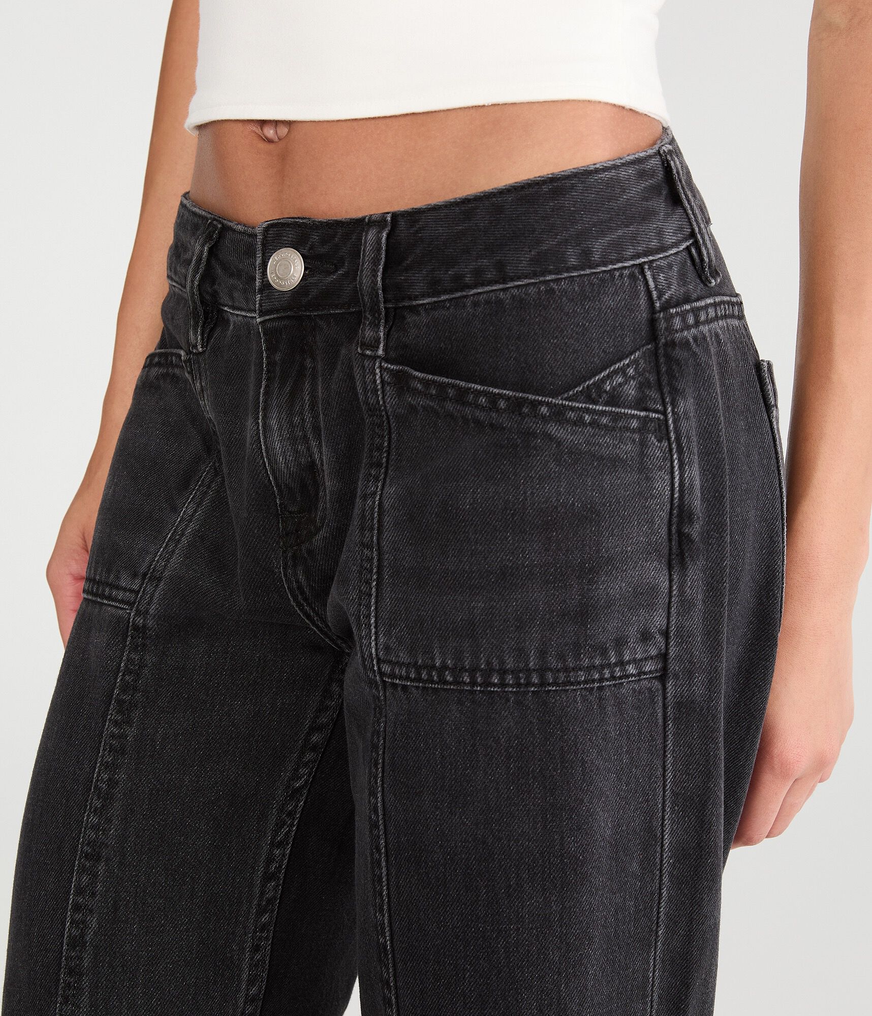 Low-Rise Baggy Wide Leg Seamed Jean