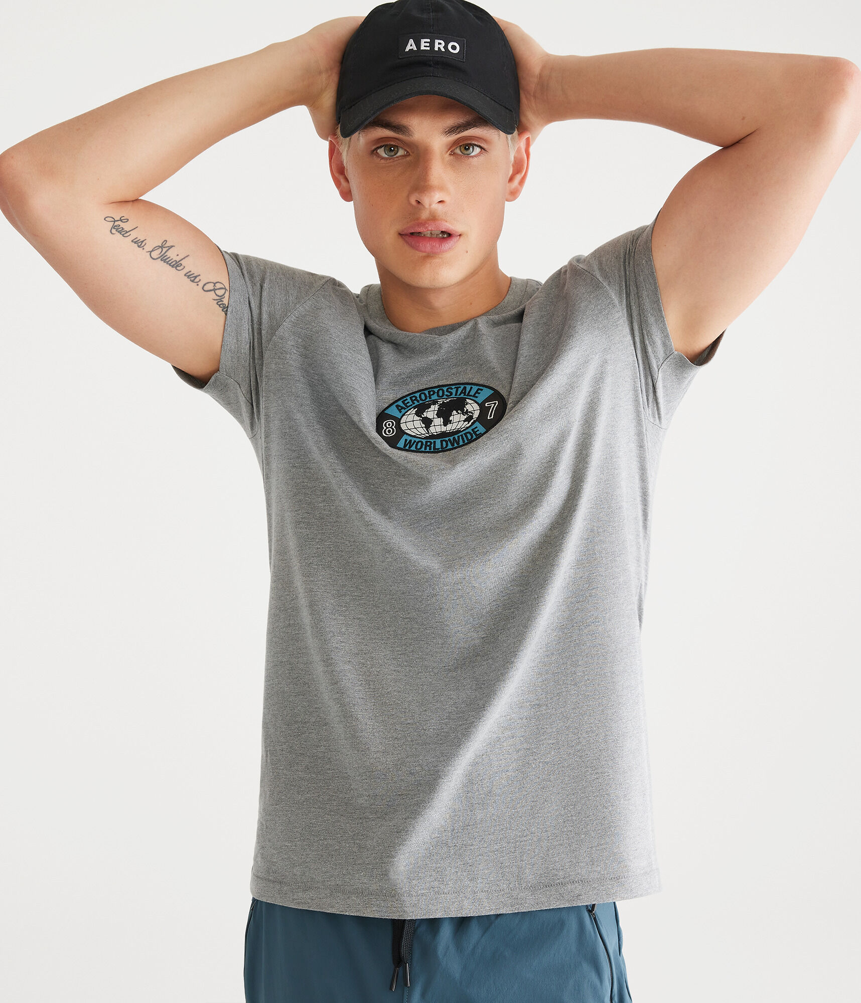 Aeropostale Worldwide Globe Appliqu&eacute; Graphic Tee