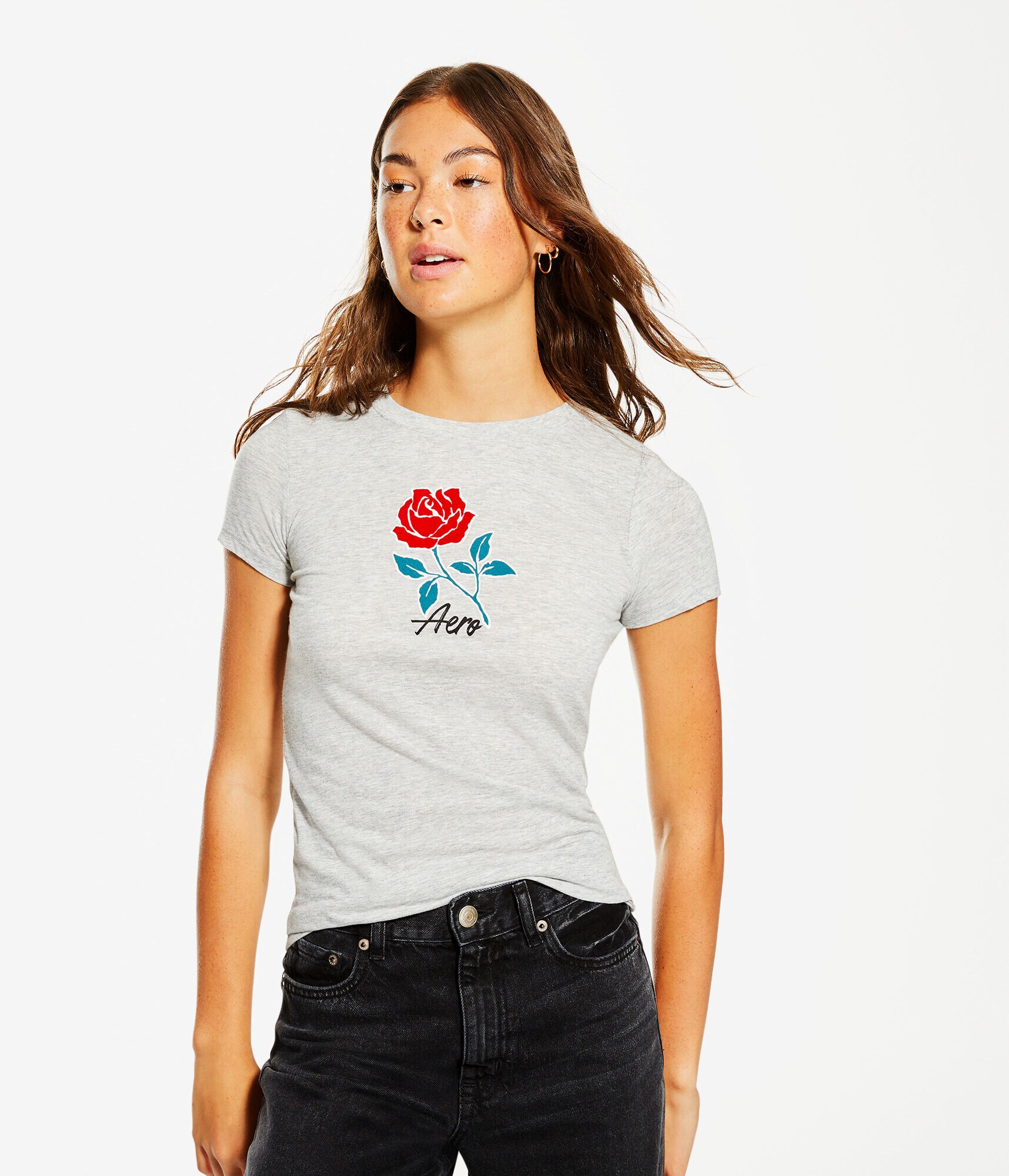 Aero Flocked Rose Graphic Tee