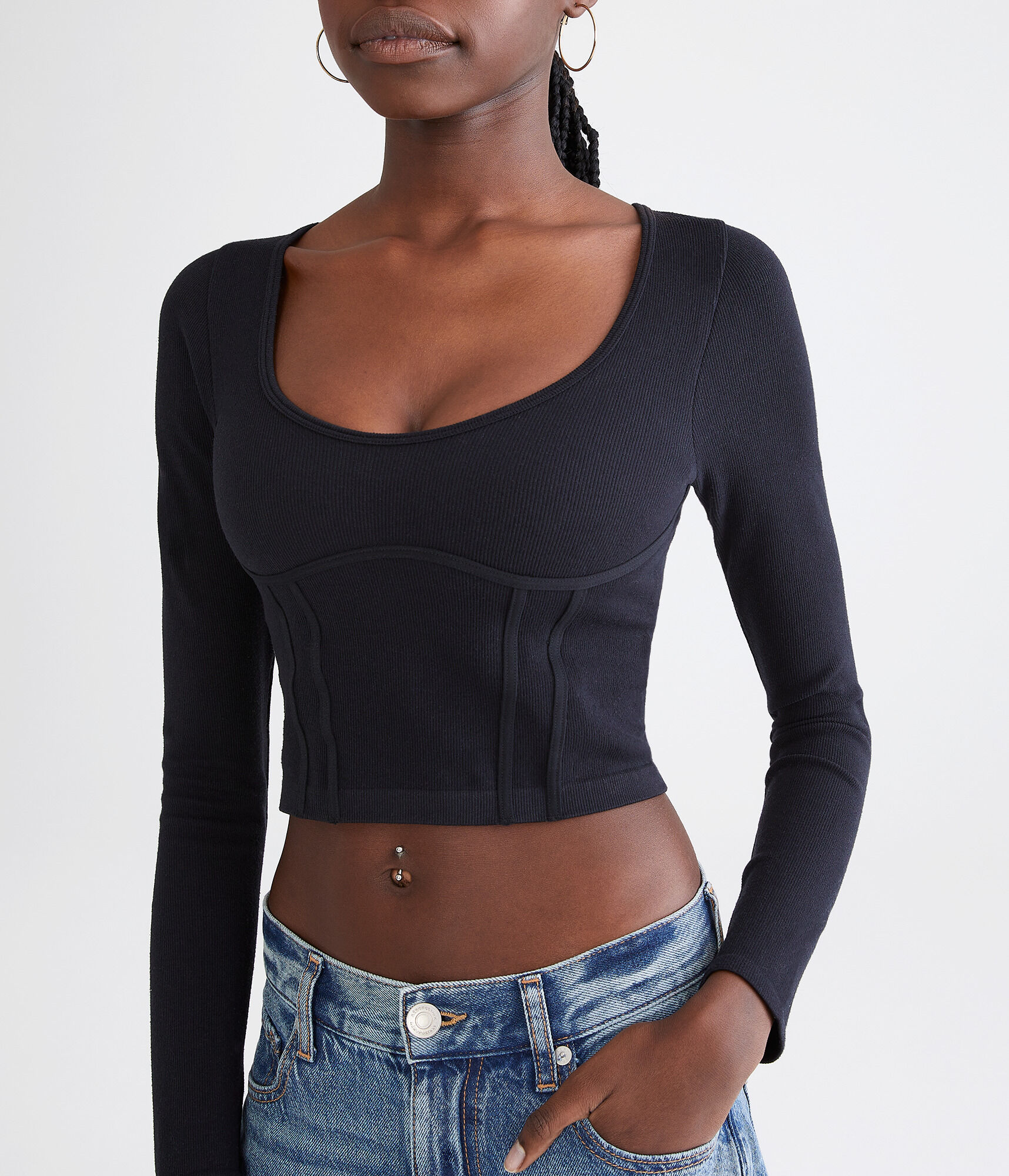 Long Sleeve Seriously Soft Corset Tiny Top