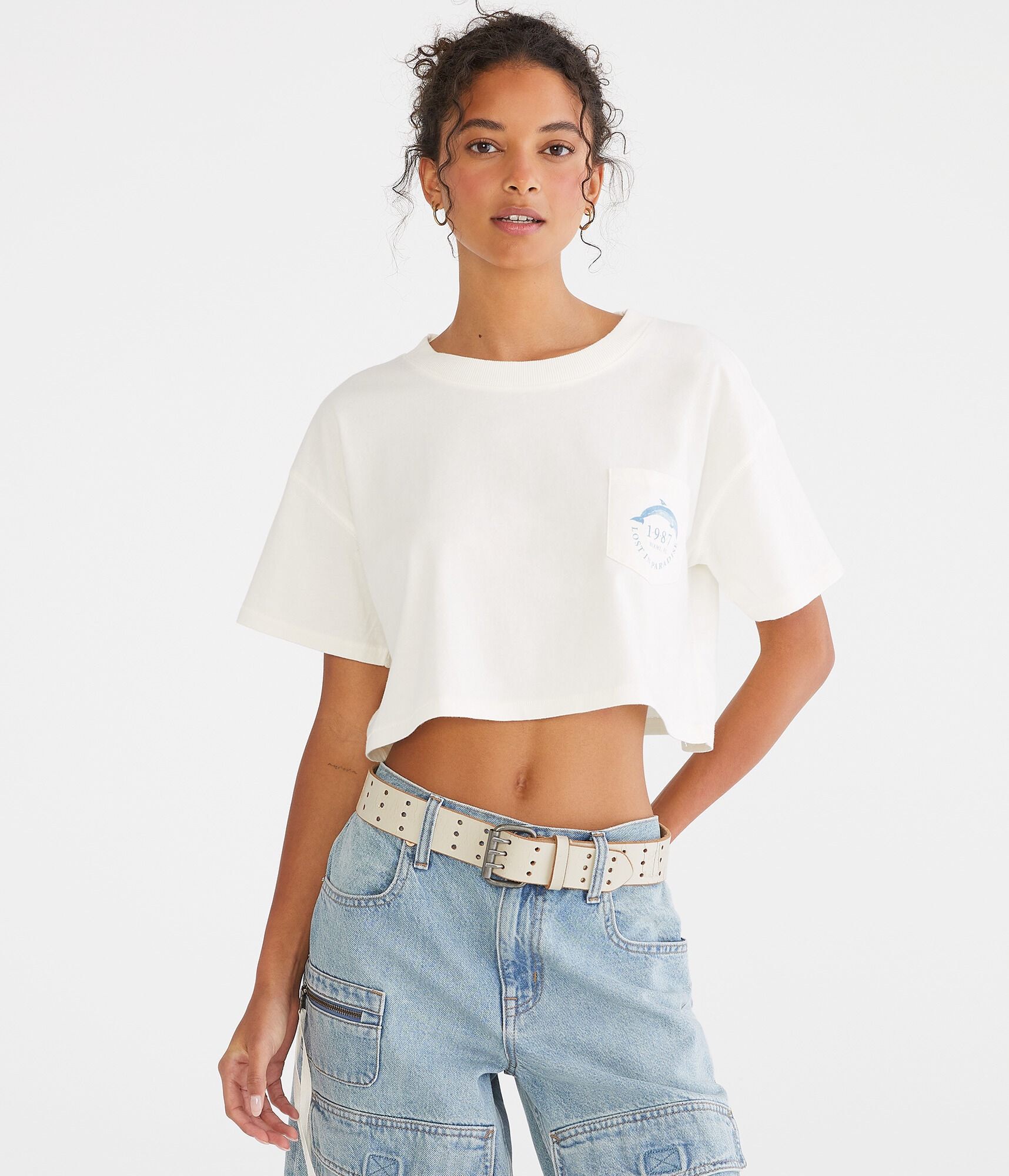 Miami Cropped Boyfriend Graphic Tee