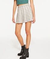Plaid High-Waisted Pleated Skirt