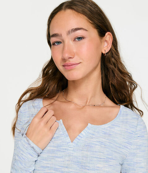 Long Sleeve Space-Dye Cropped Shrunken Tee Long Sleeve Space-Dye Cropped Shrunken Tee