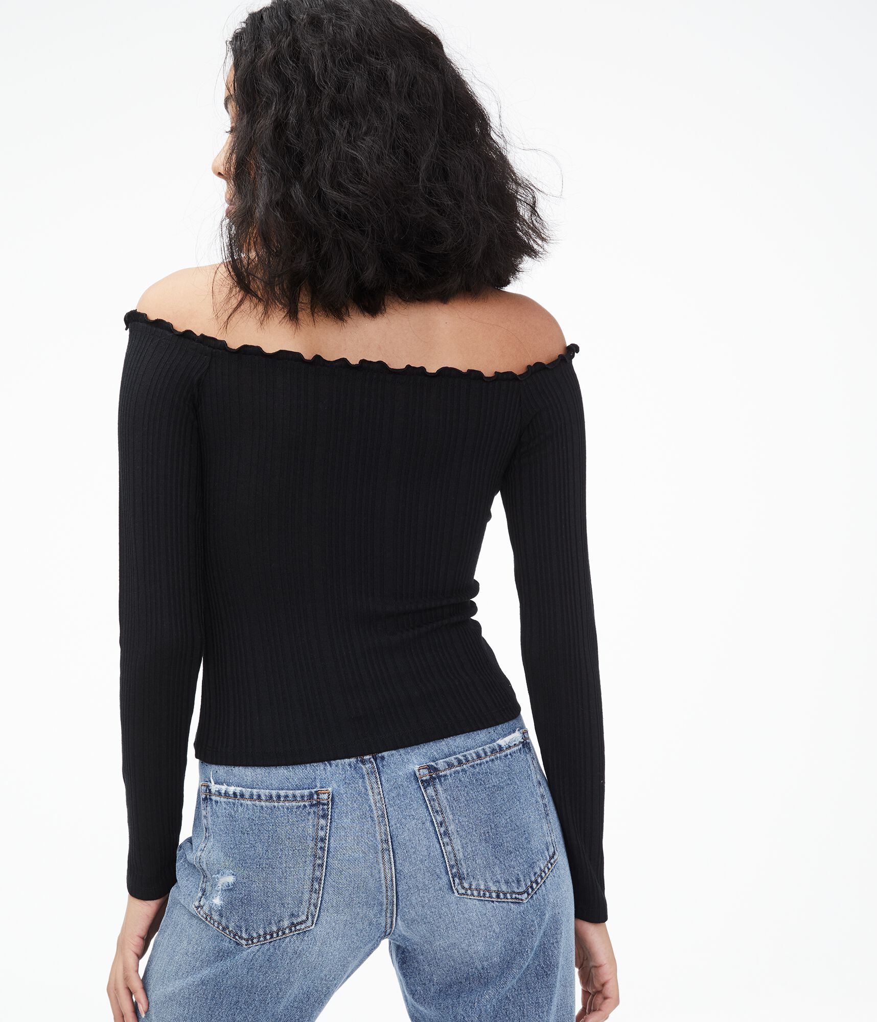 Long Sleeve Seriously Soft Buttoned Off-The-Shoulder Bodycon Top