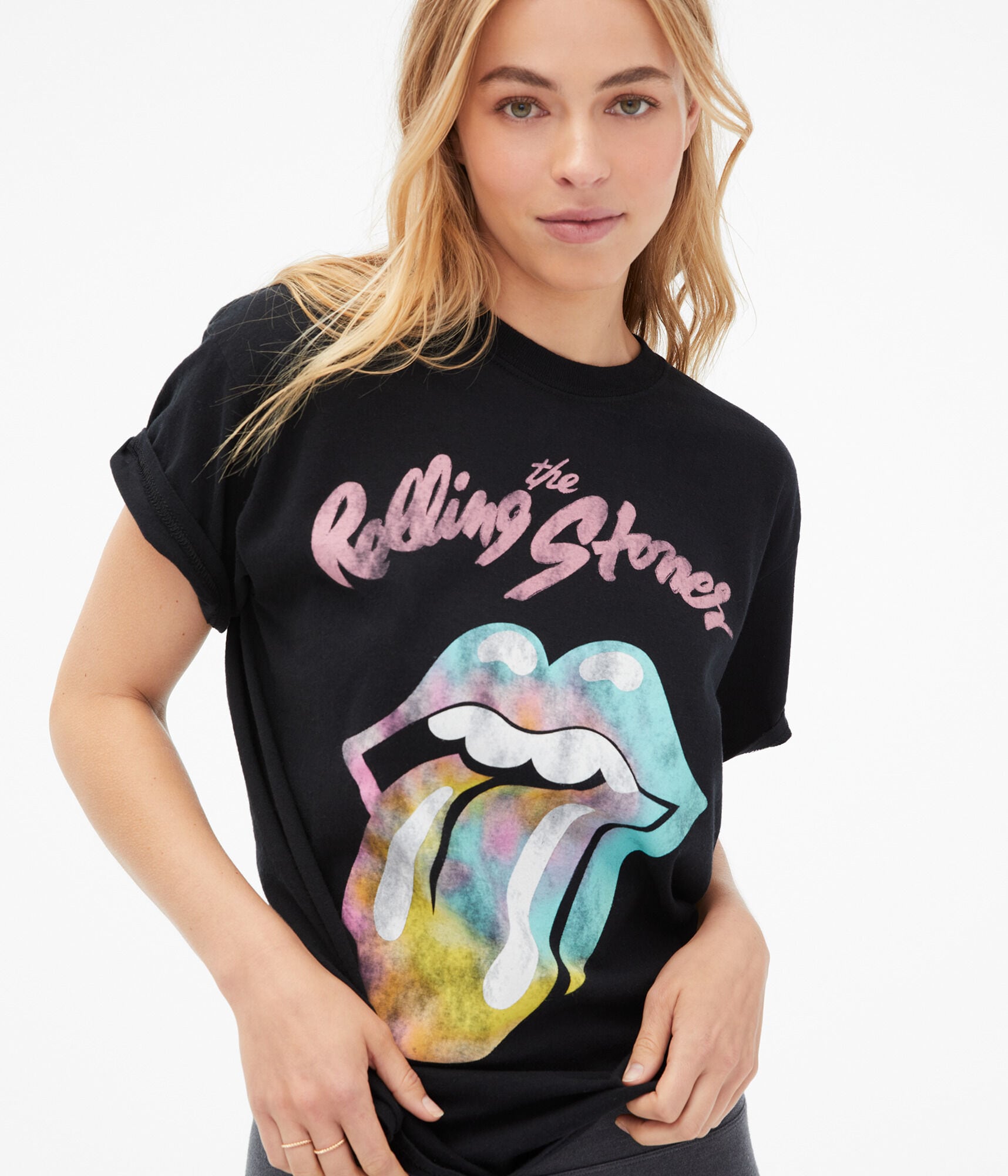 Rolling Stones Tie-Dye Tongue Boyfriend Graphic Tee***